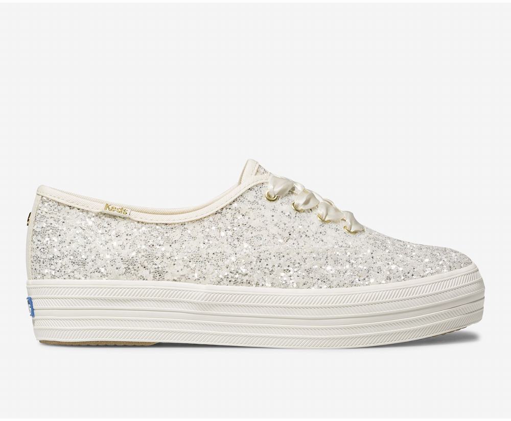 Women's Keds x kate spade new york Triple Glitter Wedding Shoes Cream 0894571KM - South Africa